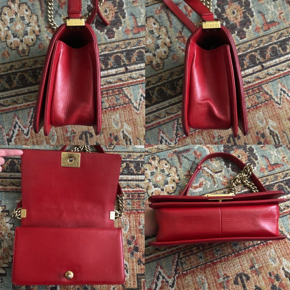 SOLD**Chanel Boy Flap Quilted Lambskin Medium Red - Picture 8 of 12